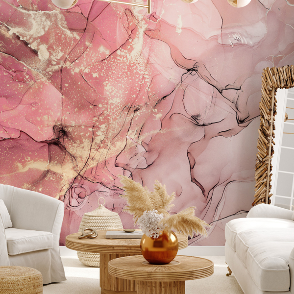 Fototapeten Rosa Marmor mit Gold