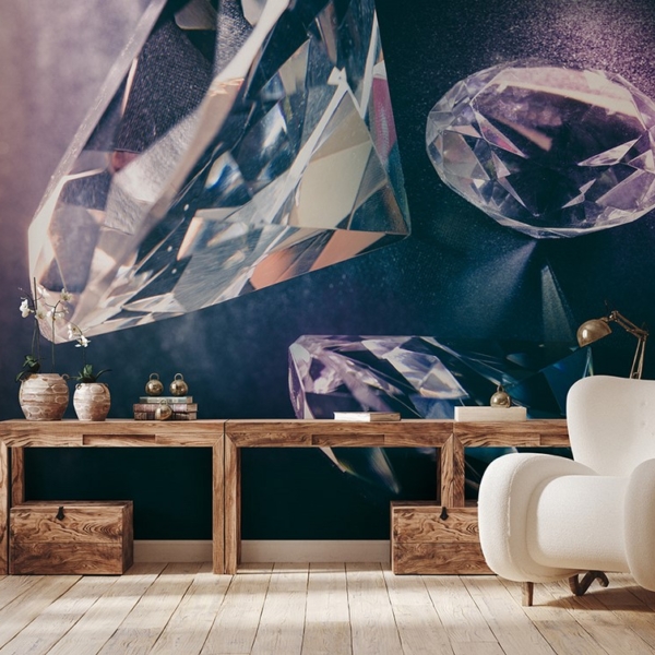 Fototapeten Diamanten auf violettem Hintergrund