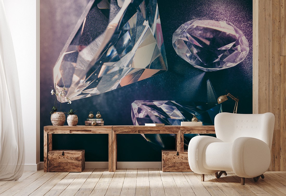Fototapeten Diamanten auf violettem Hintergrund