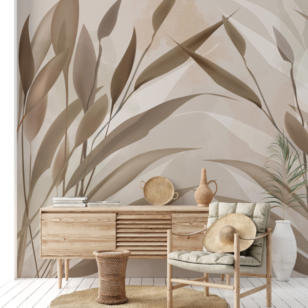 Fototapeten Beige Blätter