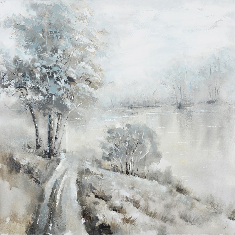 An,Autumn,Scenery,,Lake,,Gray,And,White,,Hand-painted,Texture,,Modern