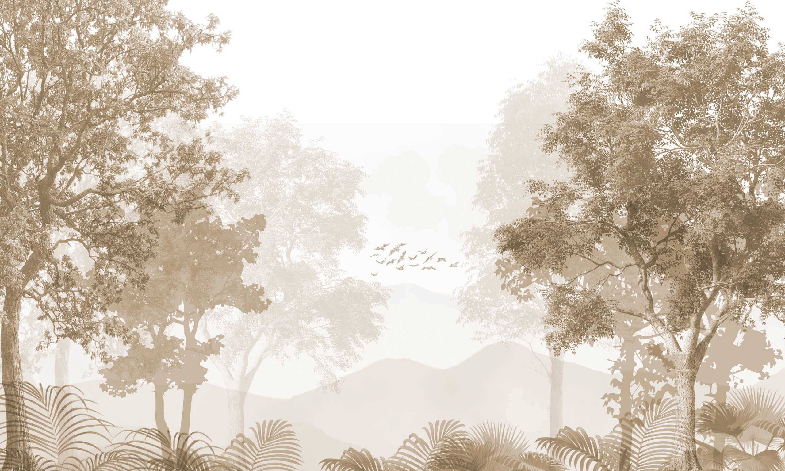 Muted,Brown,Forest,Landscape,Wallpaper:,Soft,Trees,And,Woodland,With